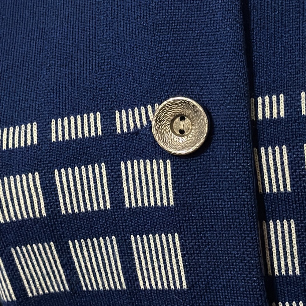 Vintage Wool Sweater Jacket-Blue/White-Button Front-MCM Vibes-Sz 8 - Picture 5 of 16